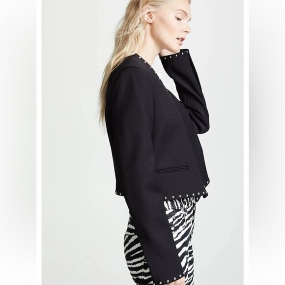 Helmut Lang Womens Studded Blazer Jacket Black 12 - Picture 8 of 13